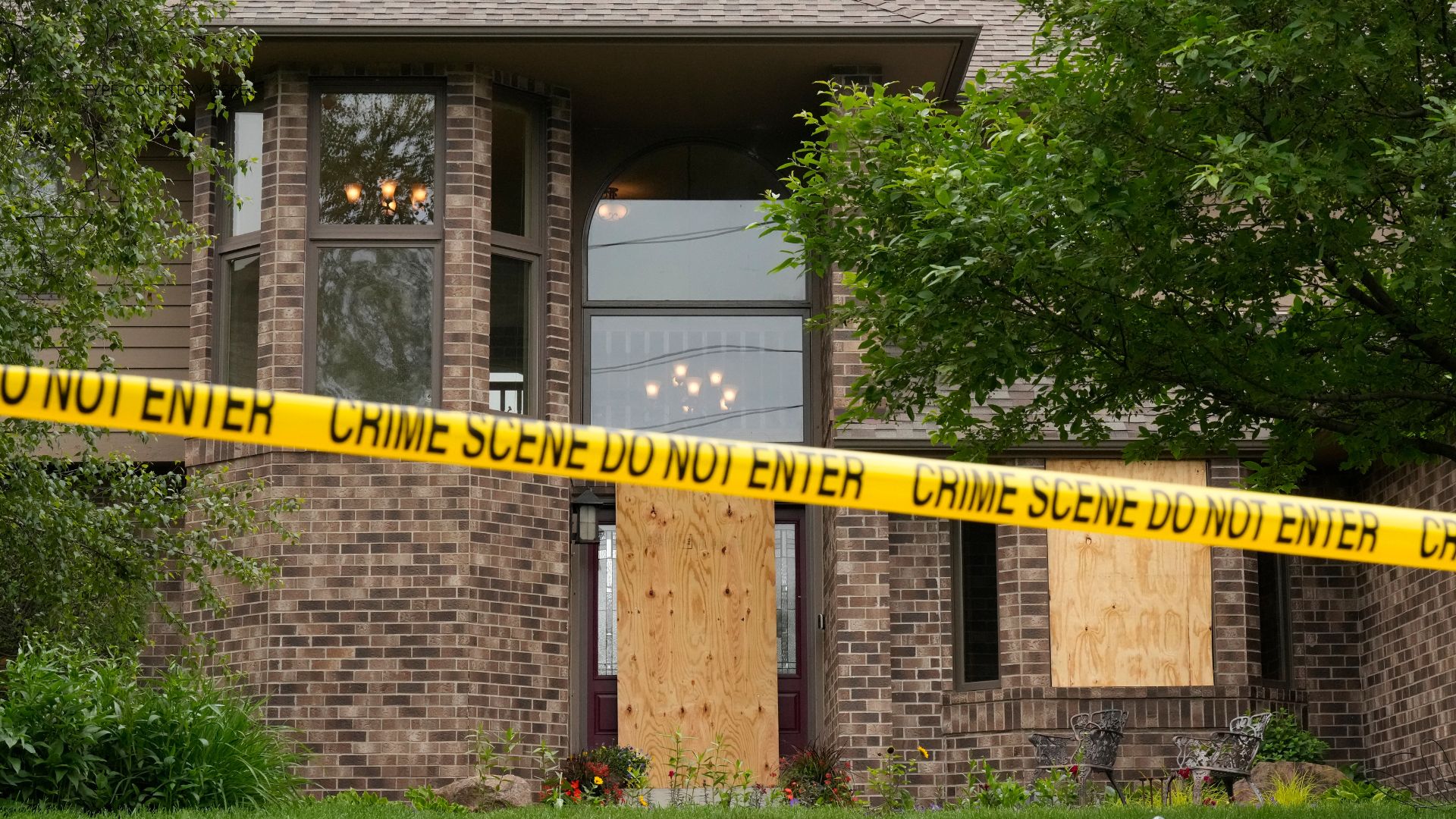 Police tape blocks off the home of Minnesota state Rep. Melissa Hortman, Sunday, June 15, 2025, in Brooklyn Park, Minn.